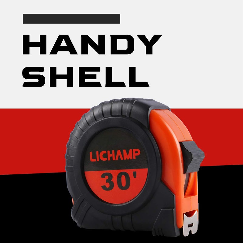 Lichamp شريط قياس LICHAMP بطول 30 قدم، عبوة 2، شريط قياس سهل القراءة قابل للسحب متري/كسري، أشرطة قياس 29.5 قدم/9 متر بعرض 1 إنش - Image 4